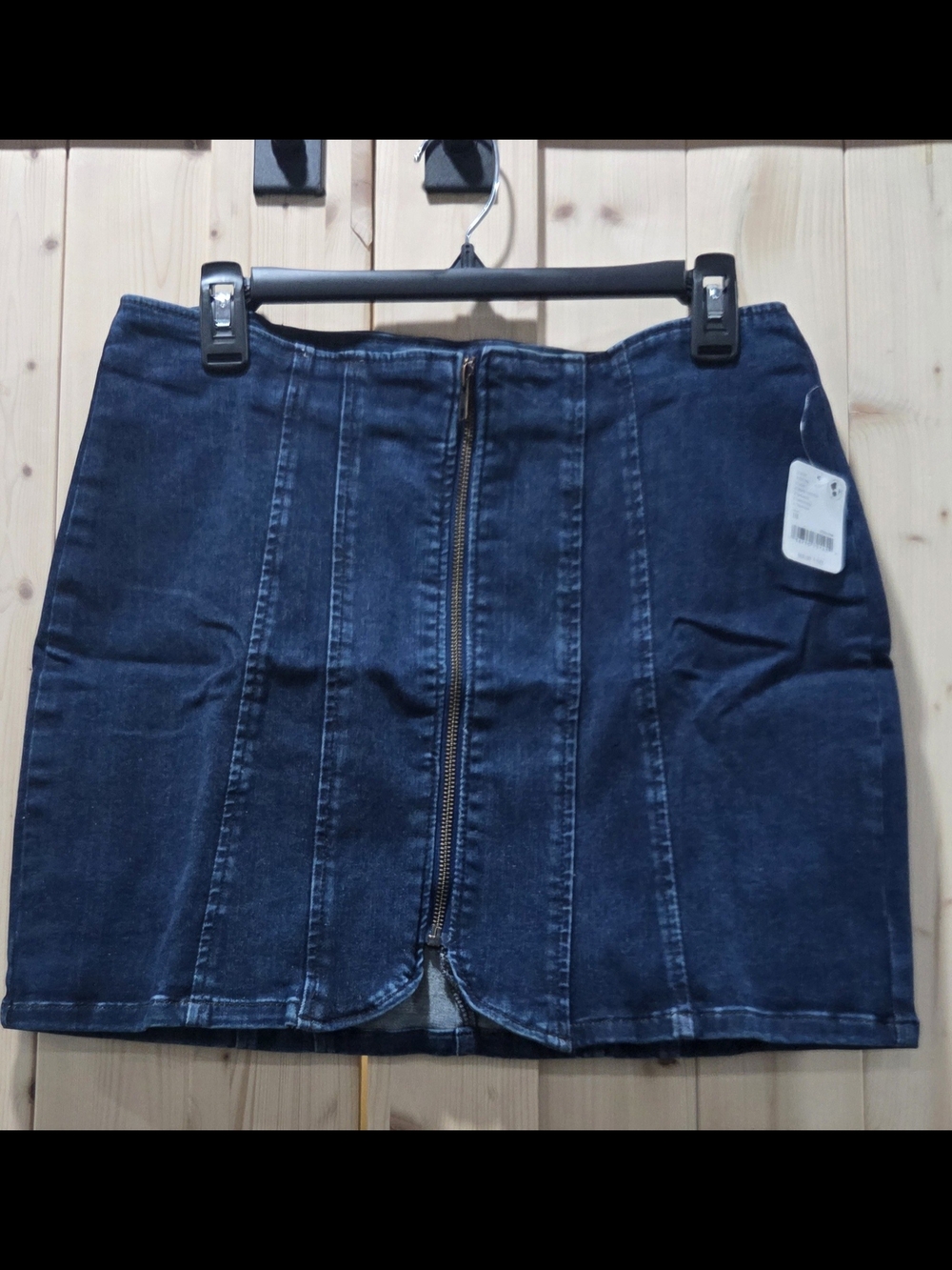 Free People Dark Blue Denim Zip-Front Mini Skirt - Women - Picture 3 of 4